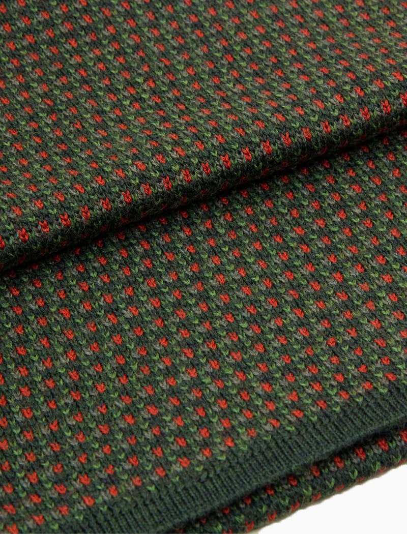 Green & Orange Micro Dot Knitted Wool Scarf