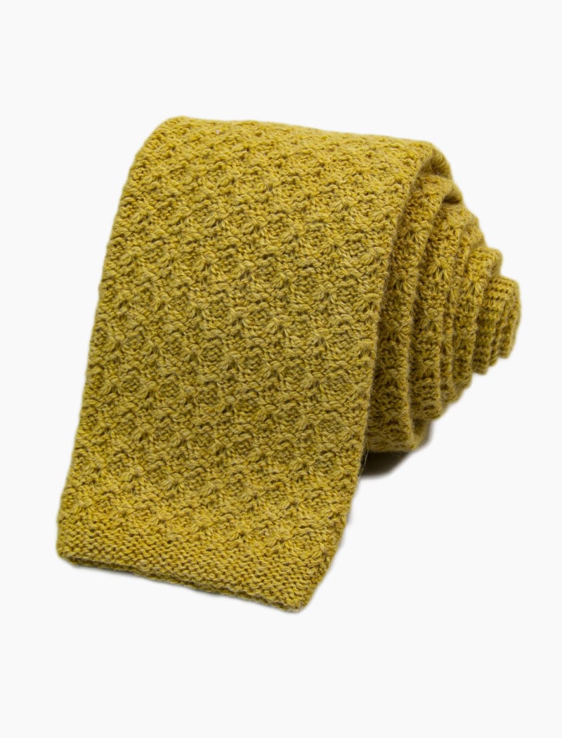 Mustard Crssicross Cashmere Blend Knitted Tie | 40 Colori