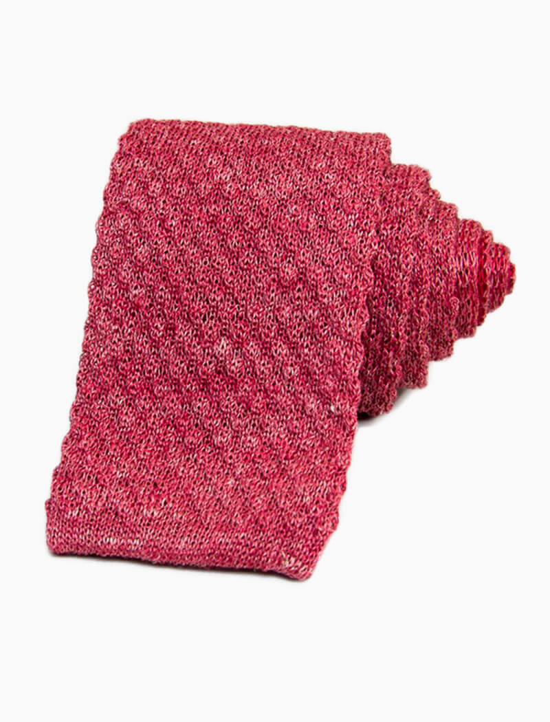 Pink Solid Melange Linen Knitted Tie | 40 Colori