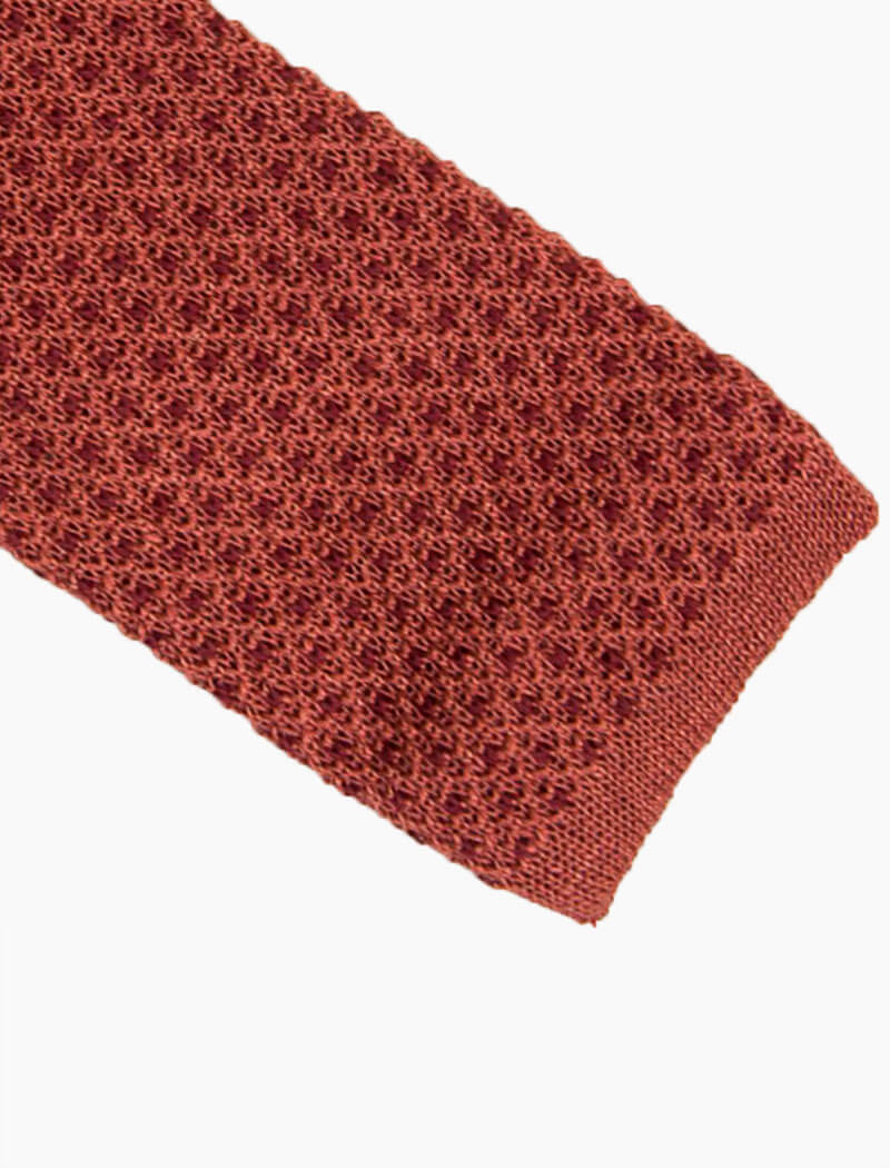 Brick Small Dotted Linen Knitted Tie | 40 Colori