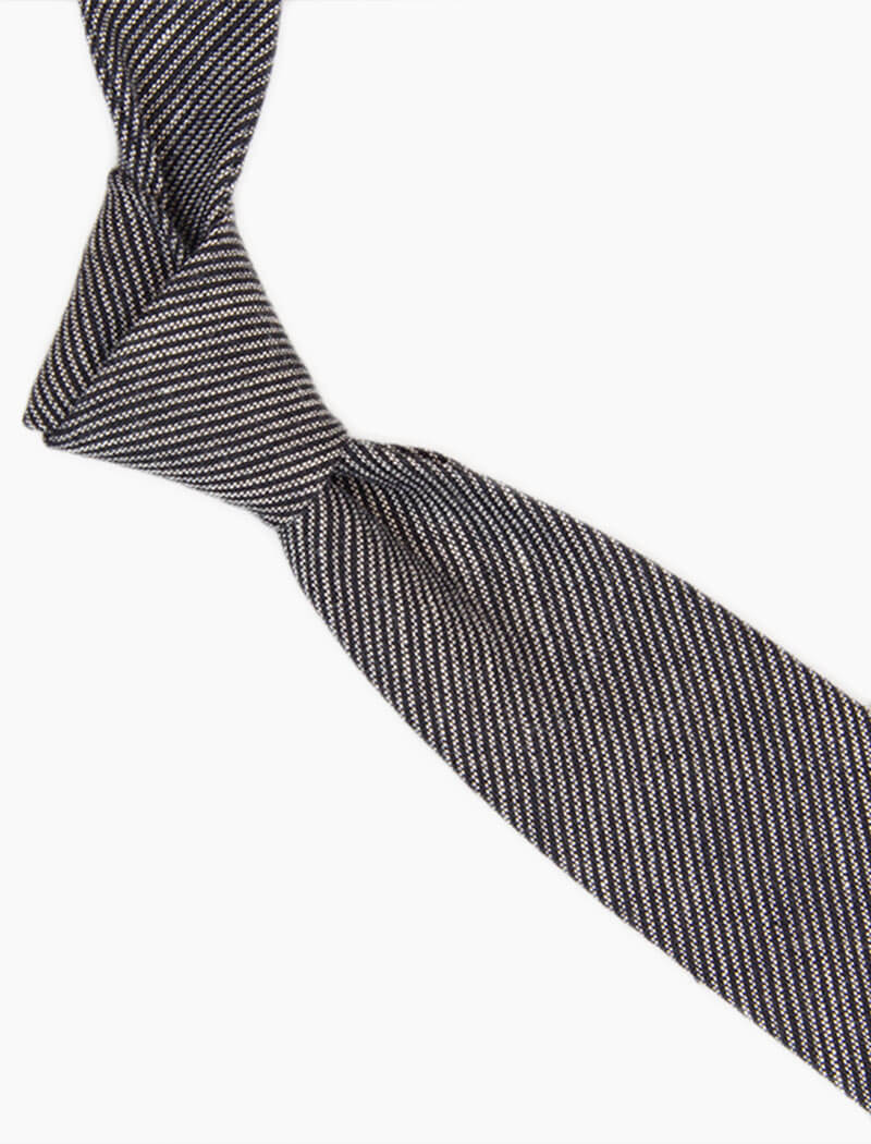 Black & Grey Striped Linen Tie | 40 Colori