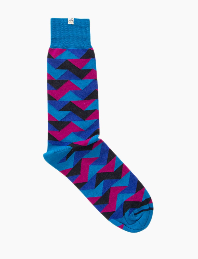 Blue Geometric Organic Cotton Socks | 40 Colori