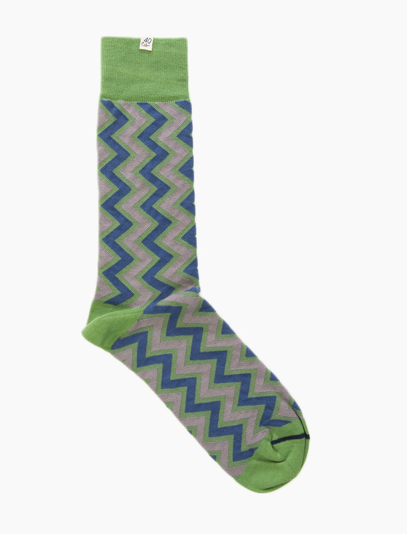 Green Vertical Chevron Striped Organic Cotton Socks