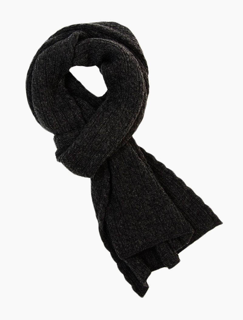 Charcoal Small Braided Wool & Cashmere Scarf | 40 Colori
