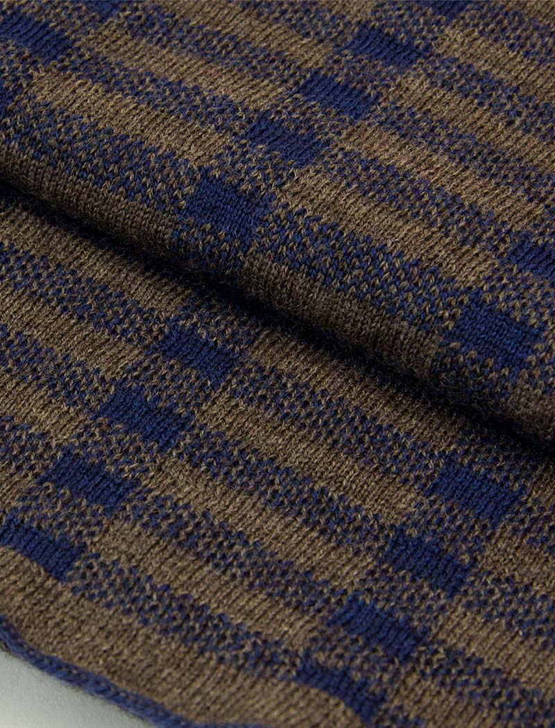 Blue & Brown Geometric Wool Scarf | 40 Colori