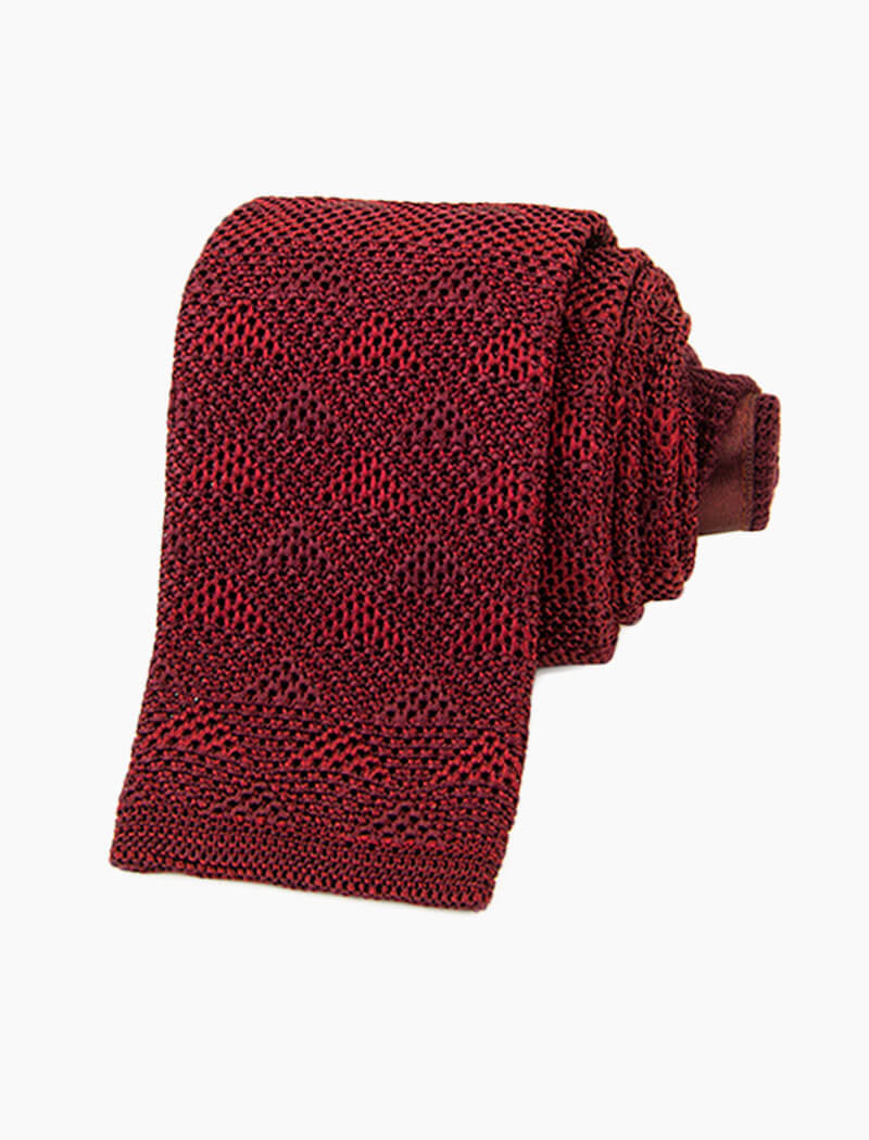 Burgundy Diamonds Silk Knitted Tie | 40 Colori