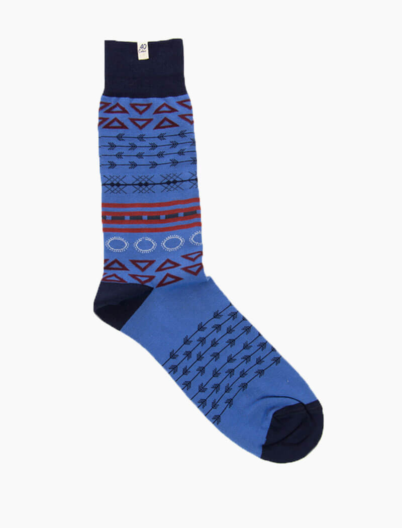 Light Blue Geometric Striped Organic Cotton Socks | 40 Colori