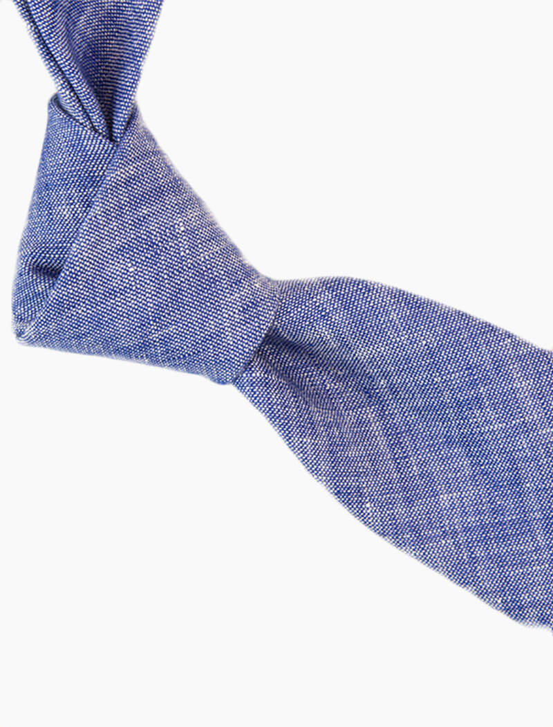 Blue Solid Linen Tie | 40 Colori