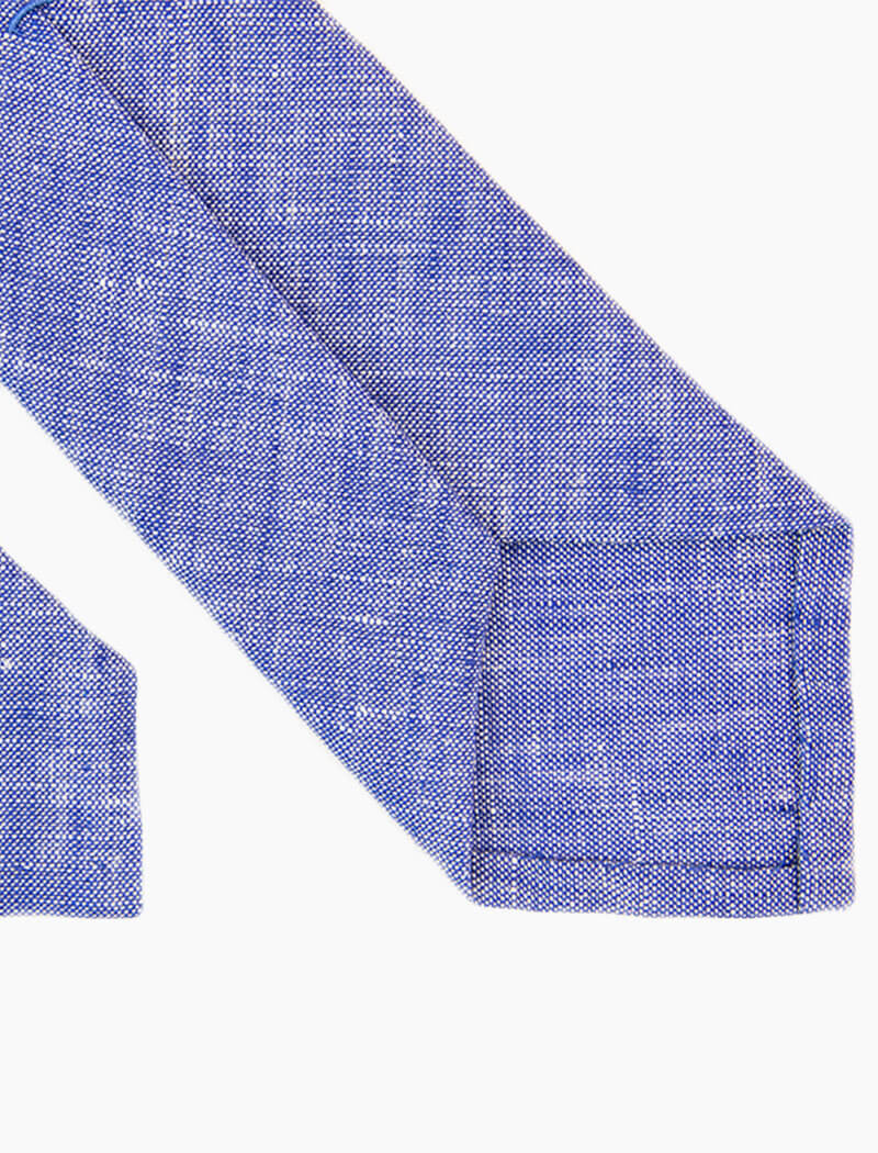 Blue Solid Linen Tie | 40 Colori