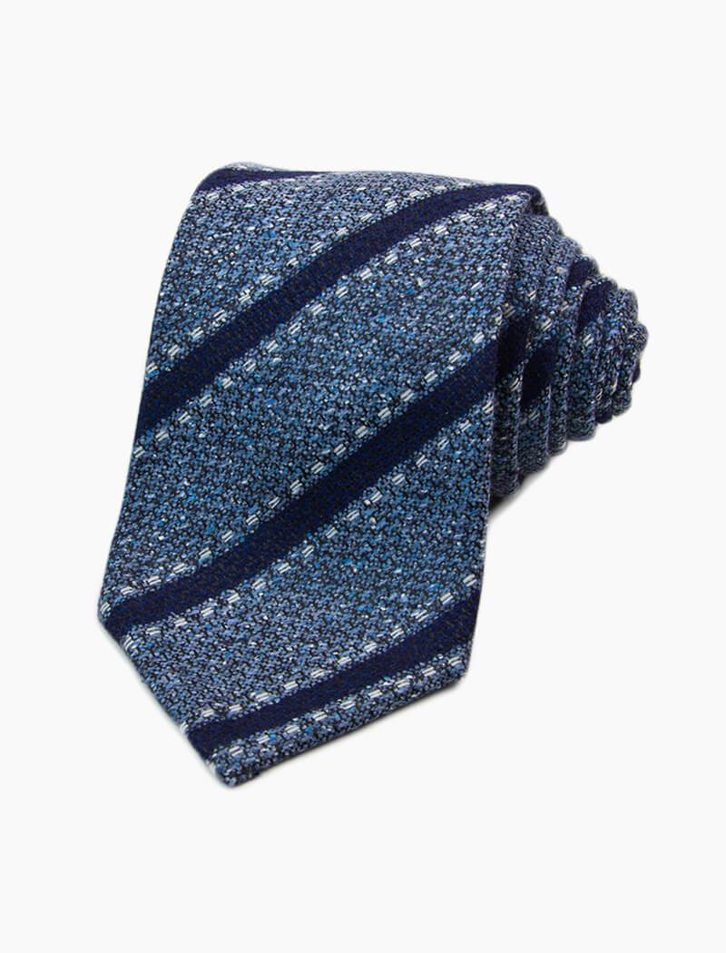 Blue Striped Silk & Wool Tie | 40 Colori