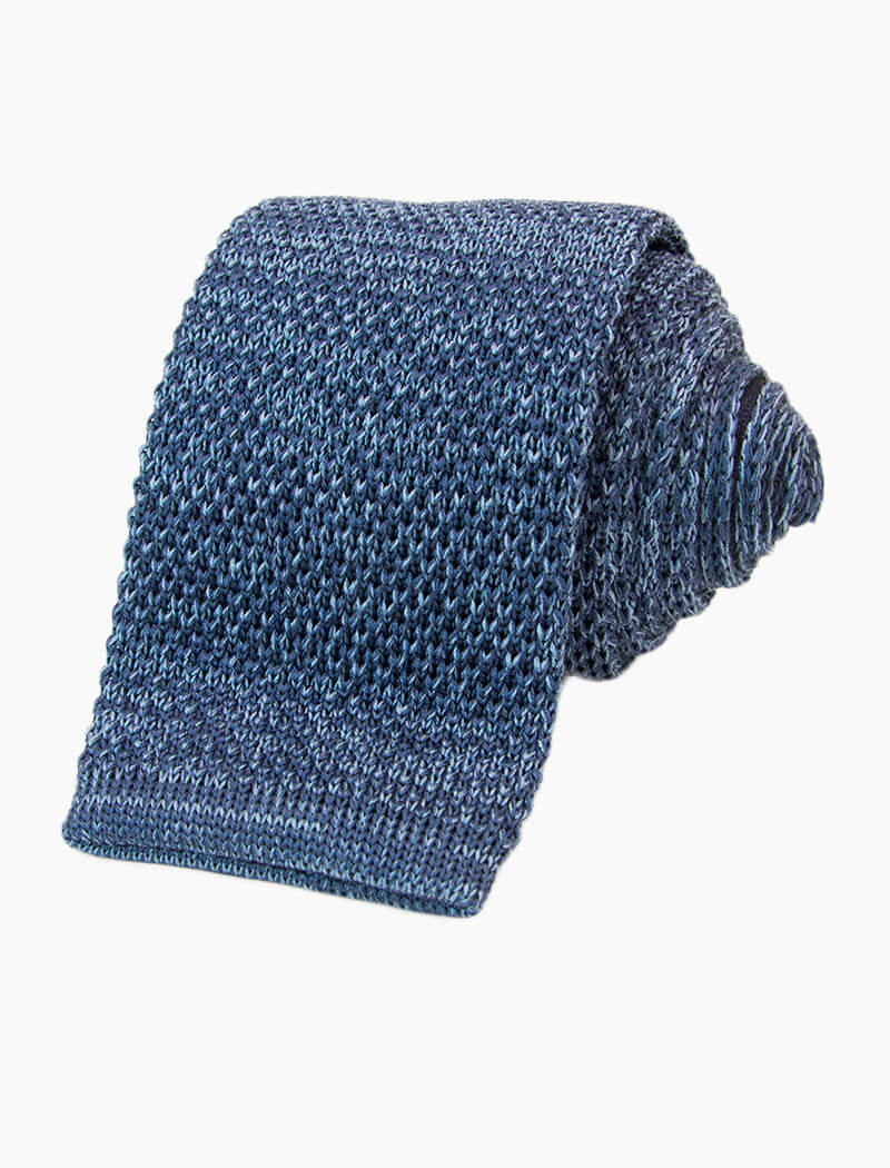 Blue Melange Shappe Silk Knitted Tie | 40 Colori