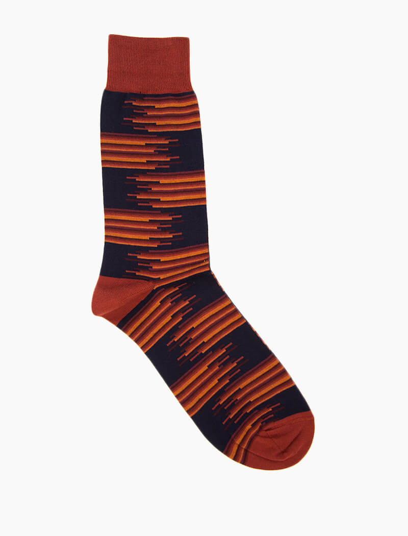 Navy Gradient Random Stripes Organic Cotton Socks | 40 Colori