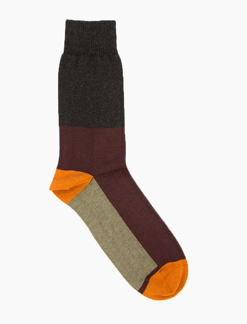 Burgundy Colour Block Organic Cotton Socks | 40 Colori