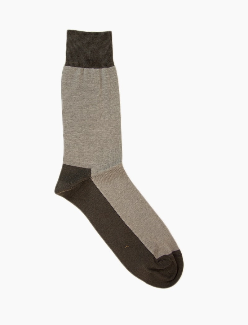Grey Two Toned Cotton & Cashmere Blend Socks