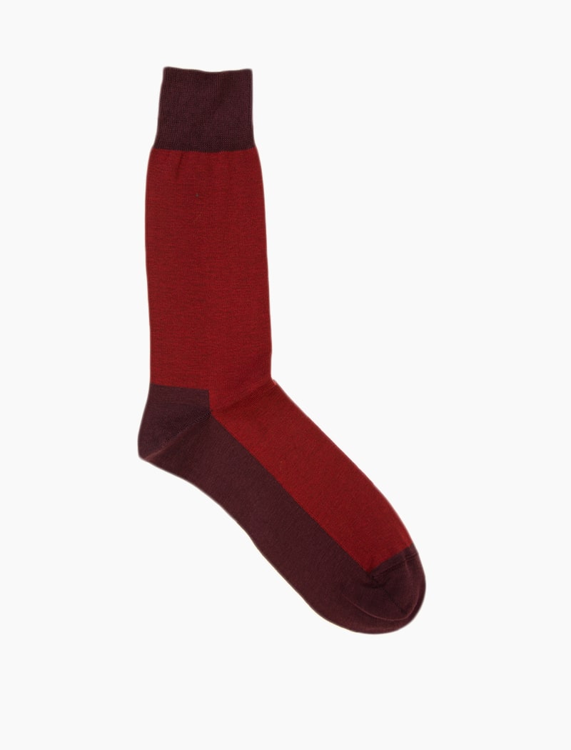 Red Two Toned Cotton & Cashmere Blend Socks