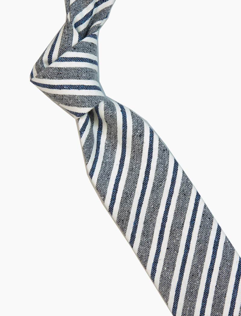 Grey Striped Silk & Cotton Blend Tie | 40 Colori