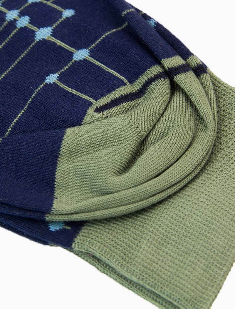 Dark Blue Stripes & Dots Organic Cotton Socks | 40 Colori