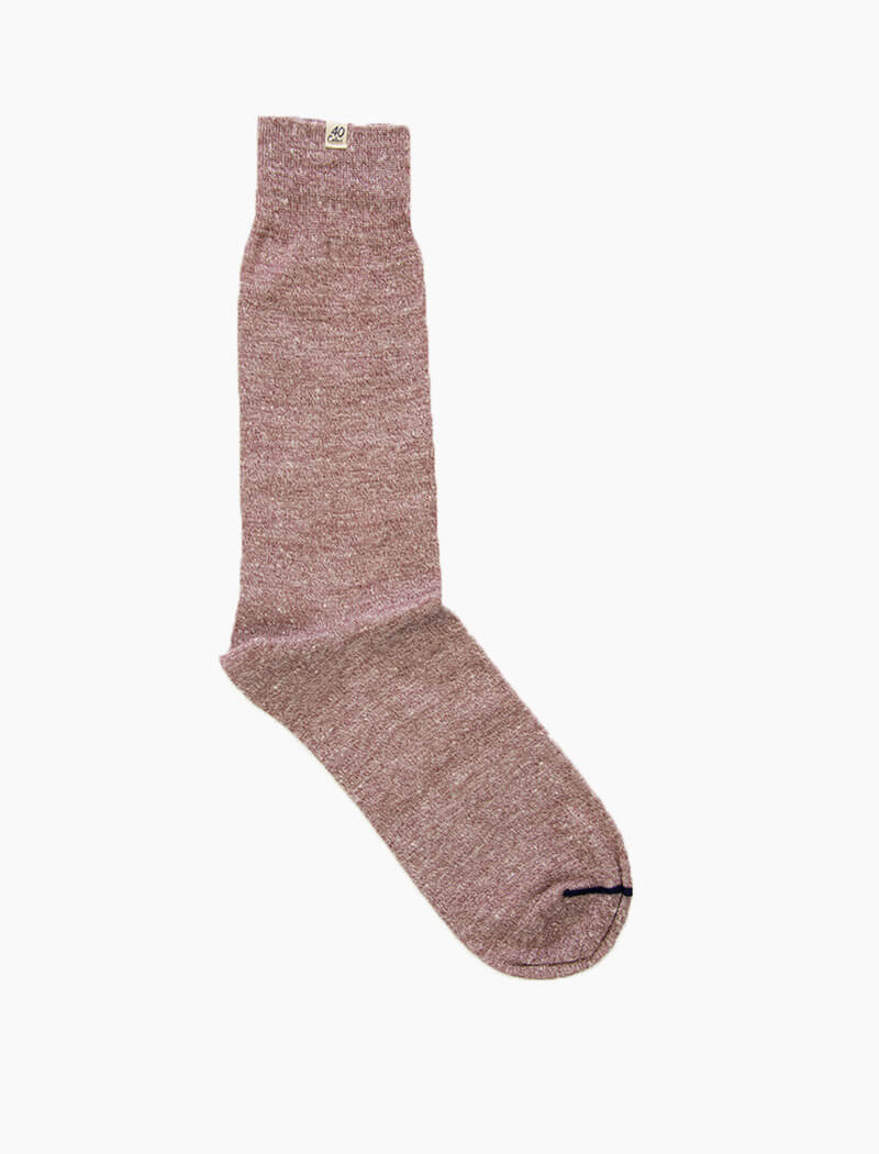Brown Solid Melange Linen & Organic Cotton Socks | 40 Colori