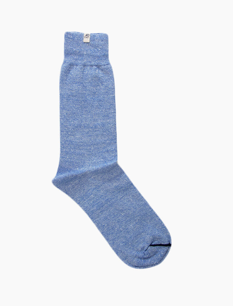 Light Blue Solid Melange Linen & Organic Cotton Socks | 40 Colori
