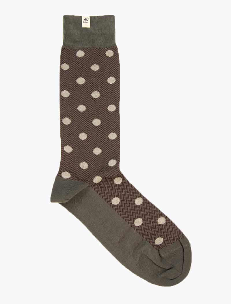 Grey & Burgundy Polka Dot & Chevron Organic Cotton Socks | 40 Colori