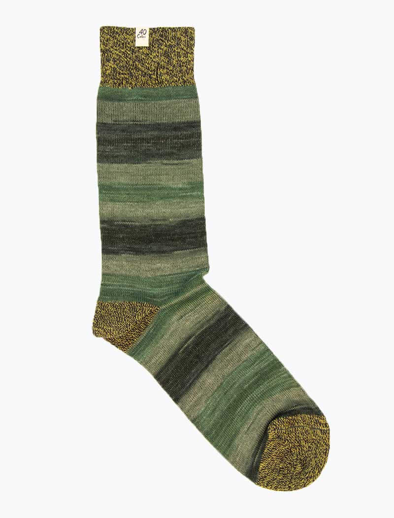 Green Degrade Thick Organic Cotton Socks | 40 Colori