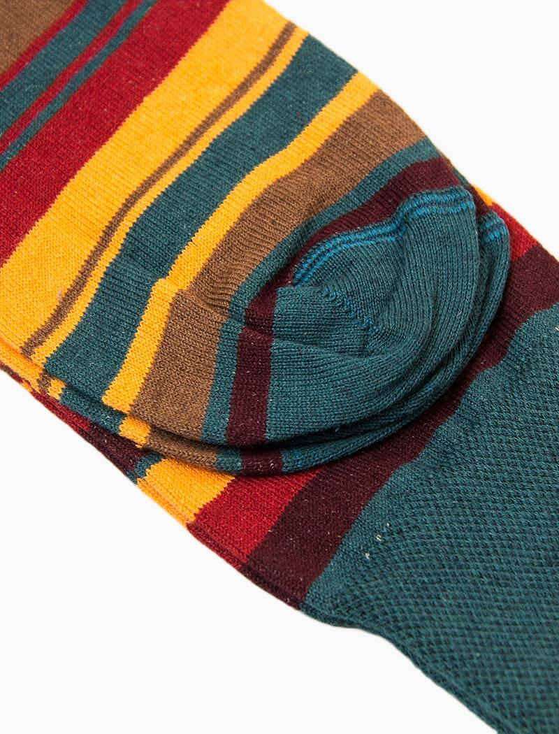 Petrol Blue Multi Striped Linen & Organic Cotton Socks | 40 Colori 