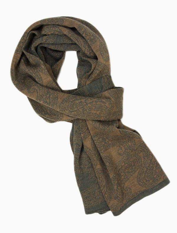 James Cavolini Italy Men's Cashmere Wool Checkered Brown Scarf at