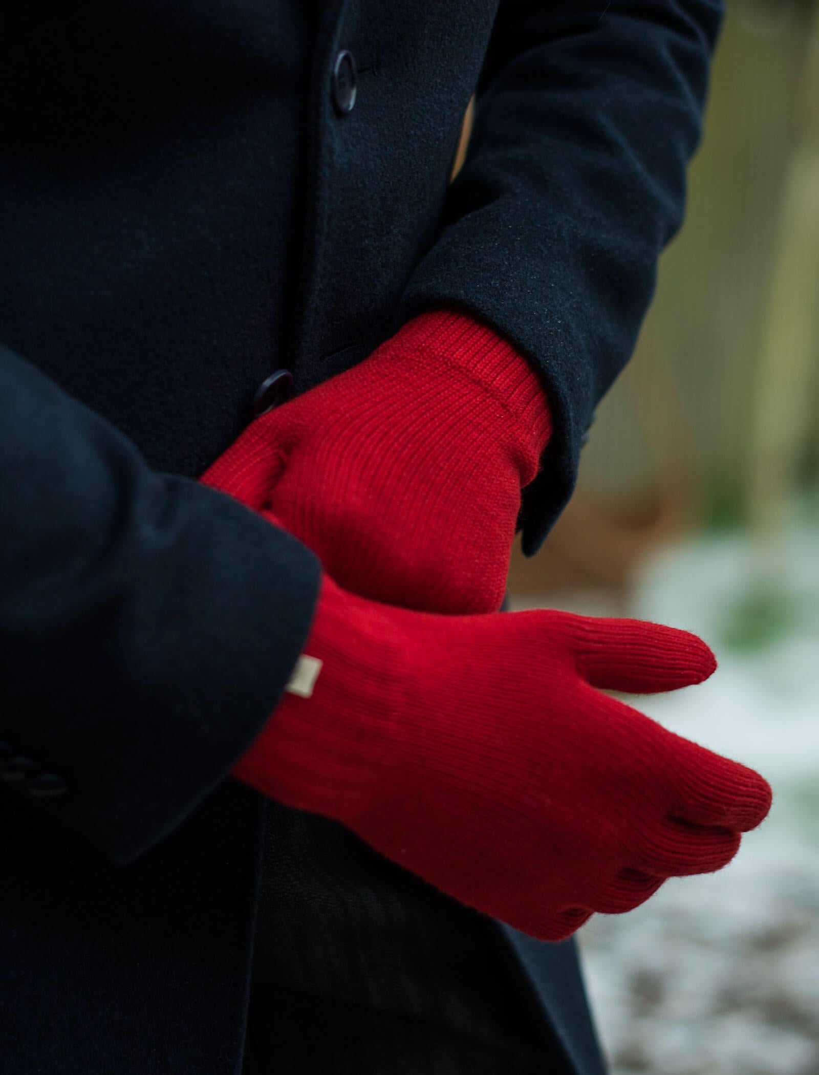 Red Solid Wool Gloves | 40 Colori
