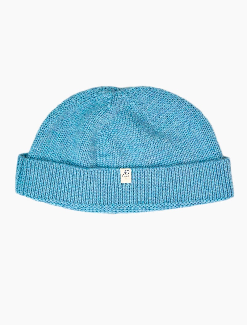 Turquoise Solid Wool Fisherman Beanie | 40 Colori Made in Italy Menswear