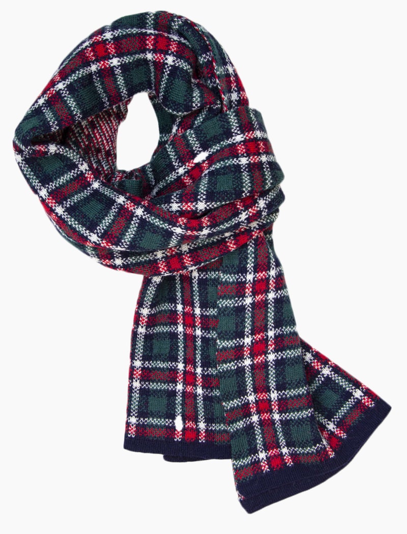 Red Plaid Knitted Wool Scarf | 40 Colori