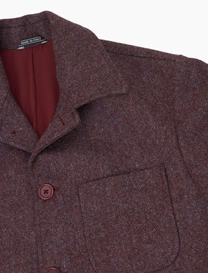 Plum Herringbone Wool Overcoat | 40 Colori