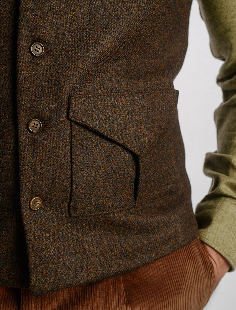 Dark Brown Melange Wool Waistcoat | 40 Colori