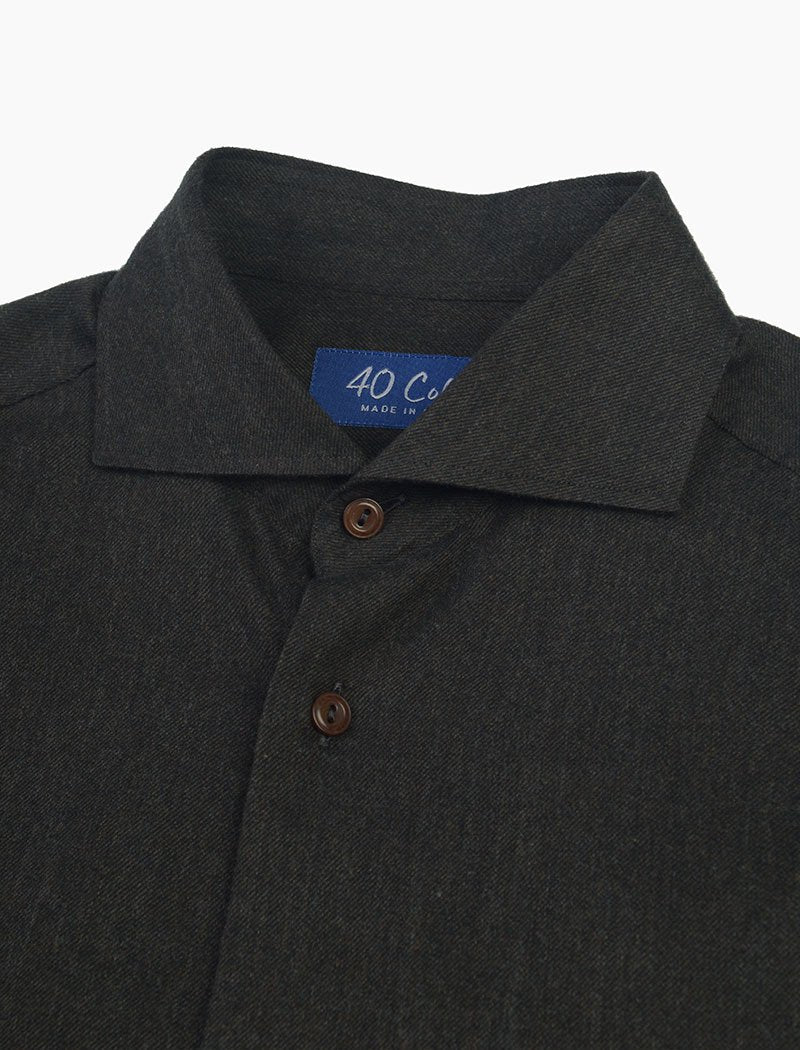 Dark Brown Flannel Cotton Shirt | 40 Colori