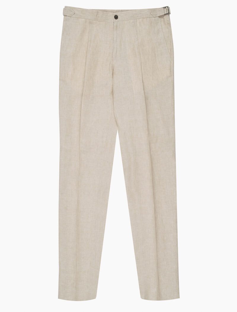 Beige Linen Slim Trousers | 40 Colori