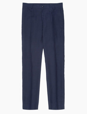 Navy Linen Comfort Trousers | 40 Colori