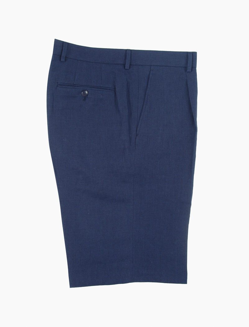 Navy Linen Pleated Shorts | 40 Colori