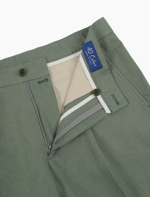 Sage Green Linen Pleated Shorts | 40 Colori