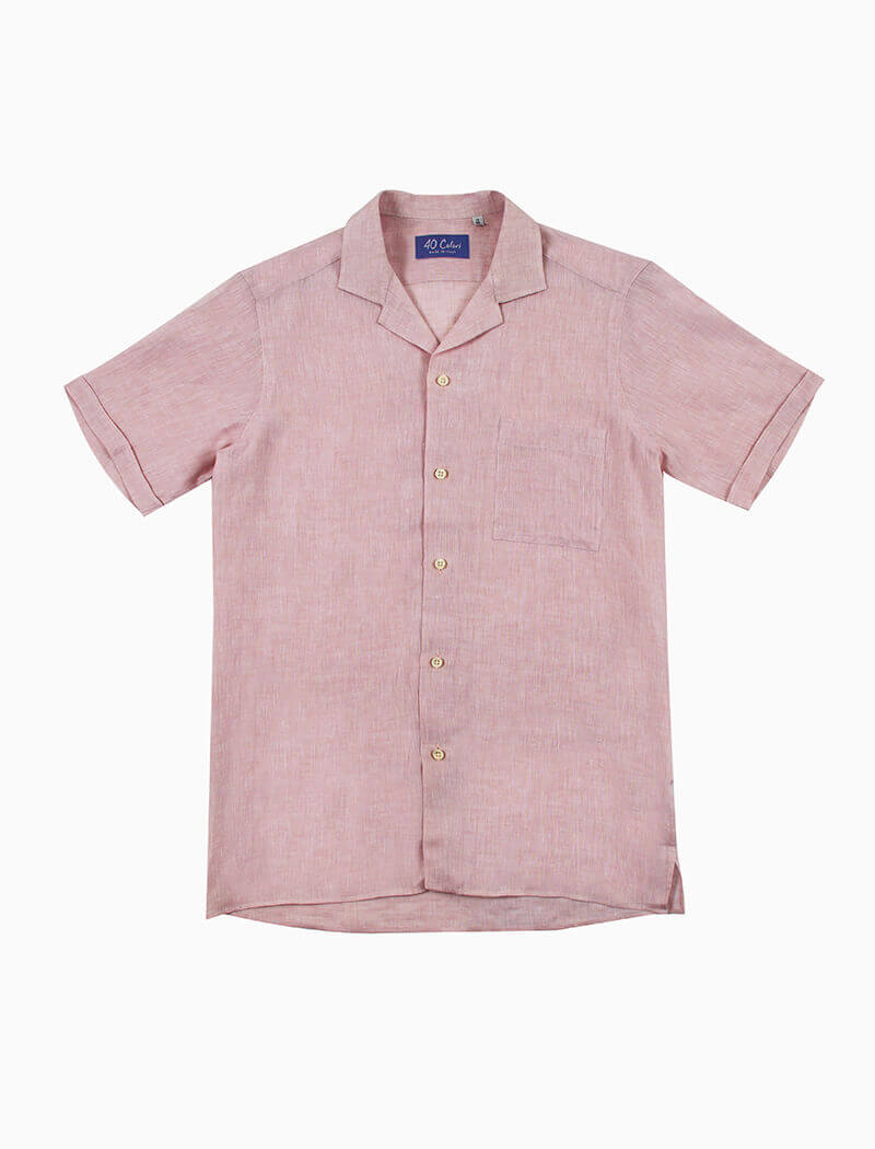 Light Pink Linen Short Sleeve Shirt | 40 Colori