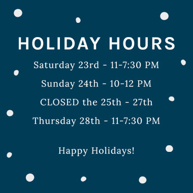 Holiday Shop Hours 2017
