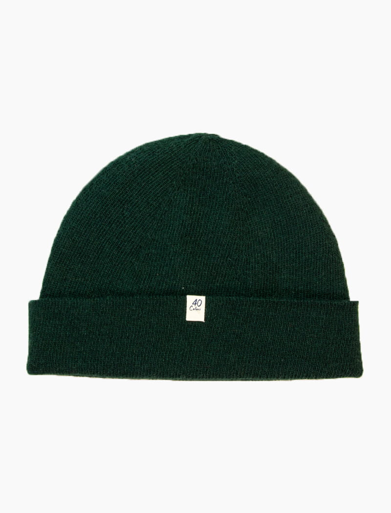 Dark Green Light Solid Wool & Cashmere Fisherman Beanie | 40 Colori