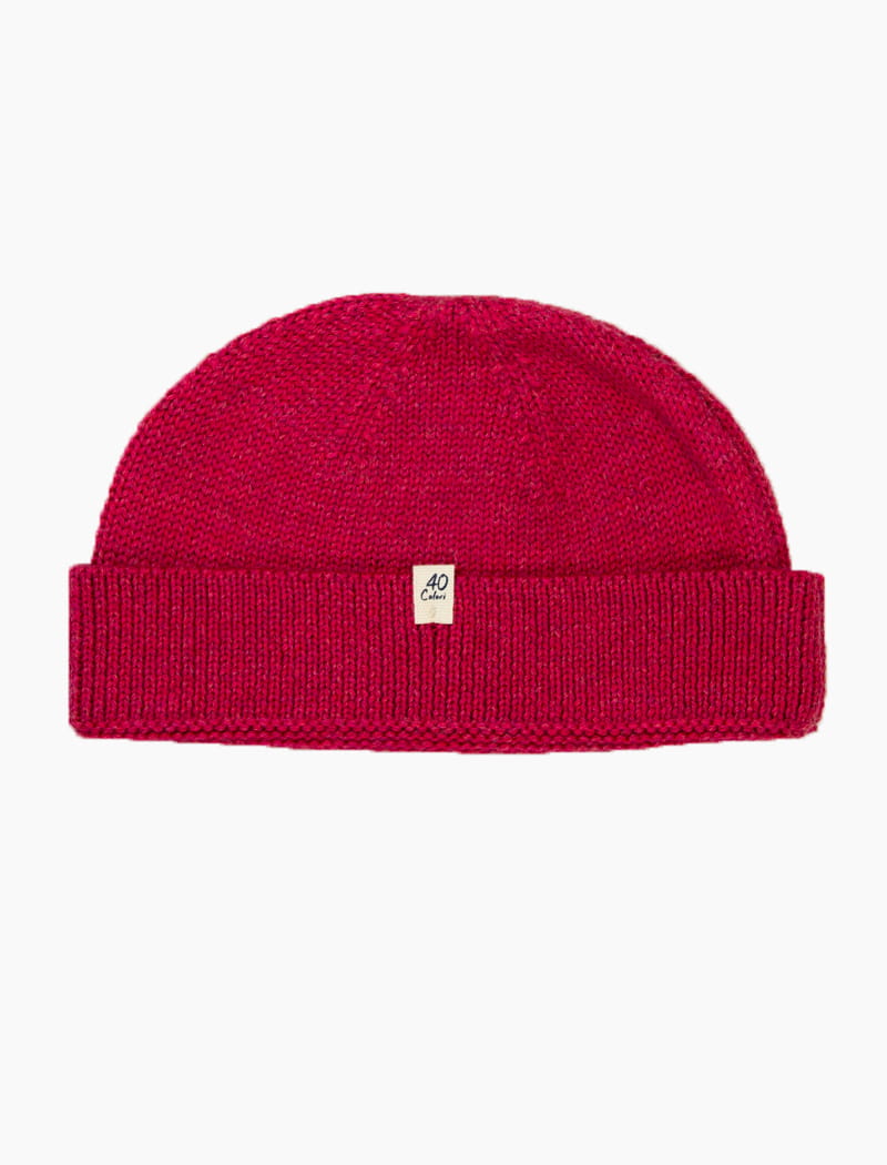 Raspberry Solid 100% Wool Fisherman Beanie 