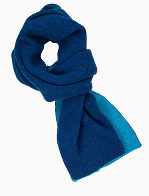 Petrol & Teal Solid Reversible Light Knitted Wool & Cashmere Scarf