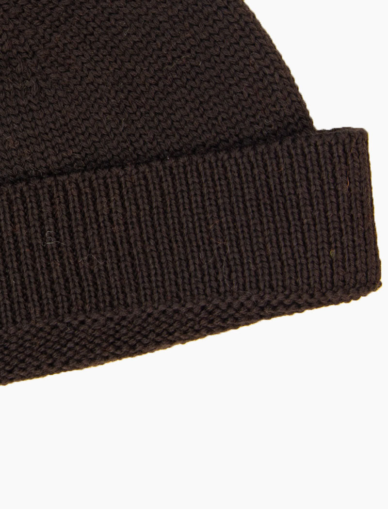 Dark Brown Solid Wool Fisherman Beanie