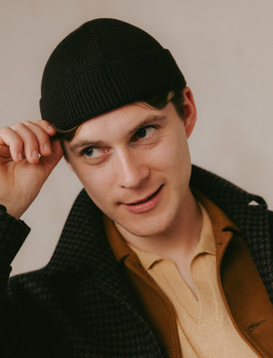 Dark Brown Solid Wool Fisherman Beanie