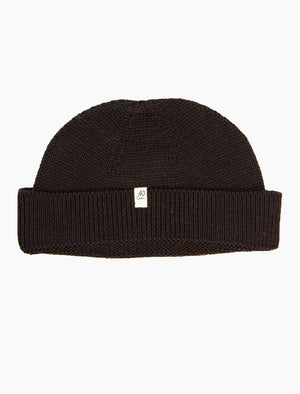 Dark Brown Solid Wool Fisherman Beanie