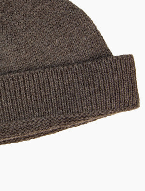 Mink Brown Solid Wool Fisherman Beanie