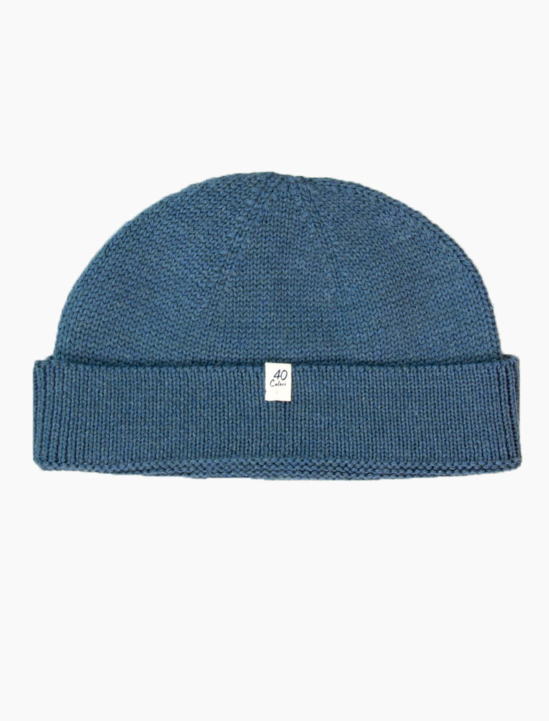 Diesel Blue Solid 100% Wool Fisherman Beanie