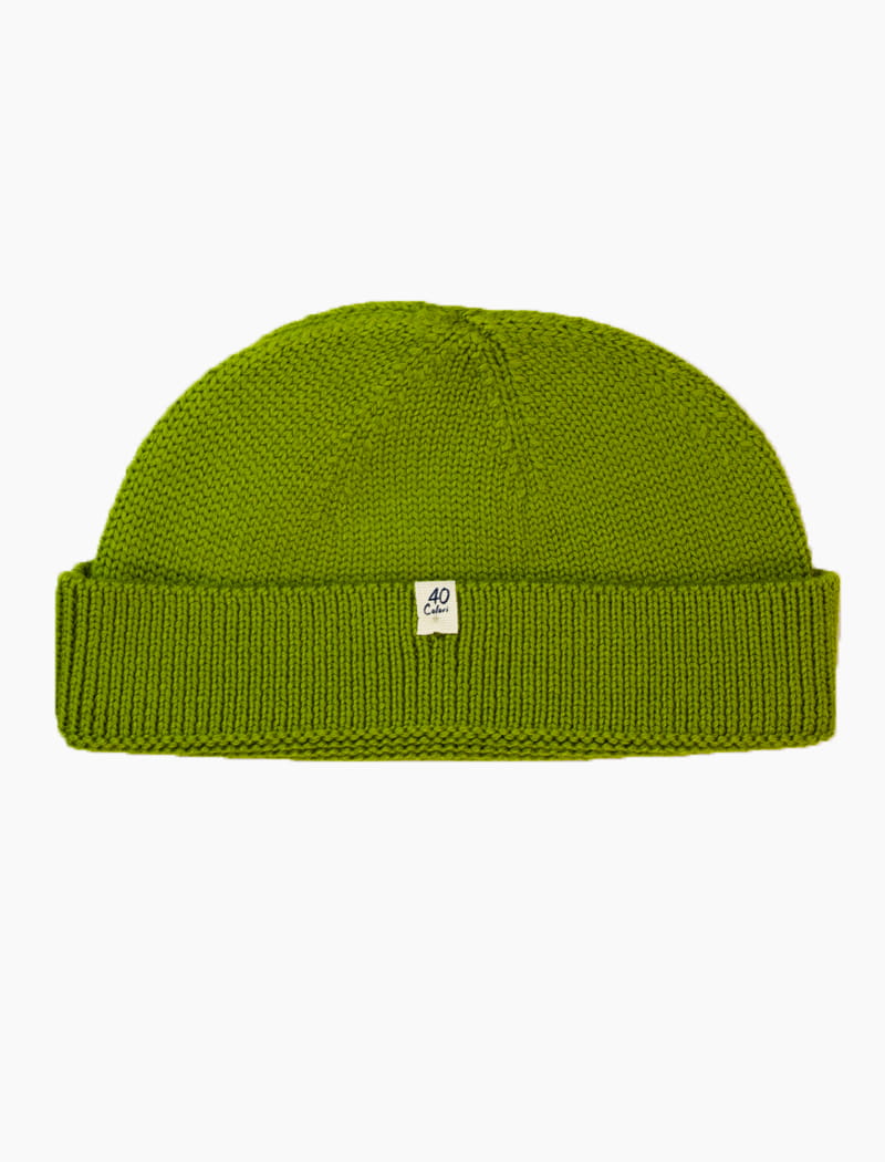Bright Avocado Green Solid Wool Fisherman Beanie