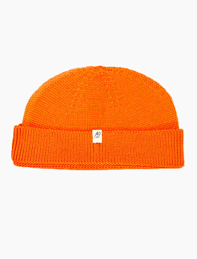 Coral Orange Solid 100% Wool Fisherman Beanie