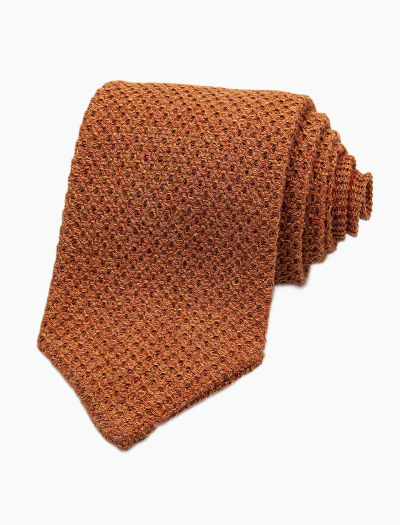 Orange Solid Honeycomb Knitted Tie | 40 Colori